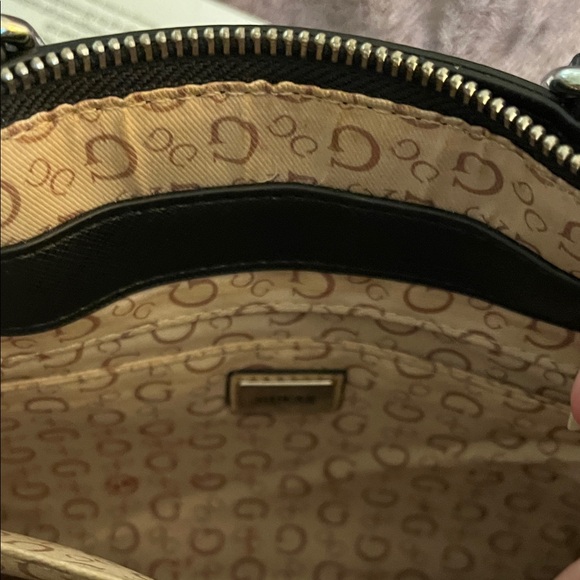 Guess Black Gray Baldoni Monogram Key Charm Satchel - Picture 6 of 8